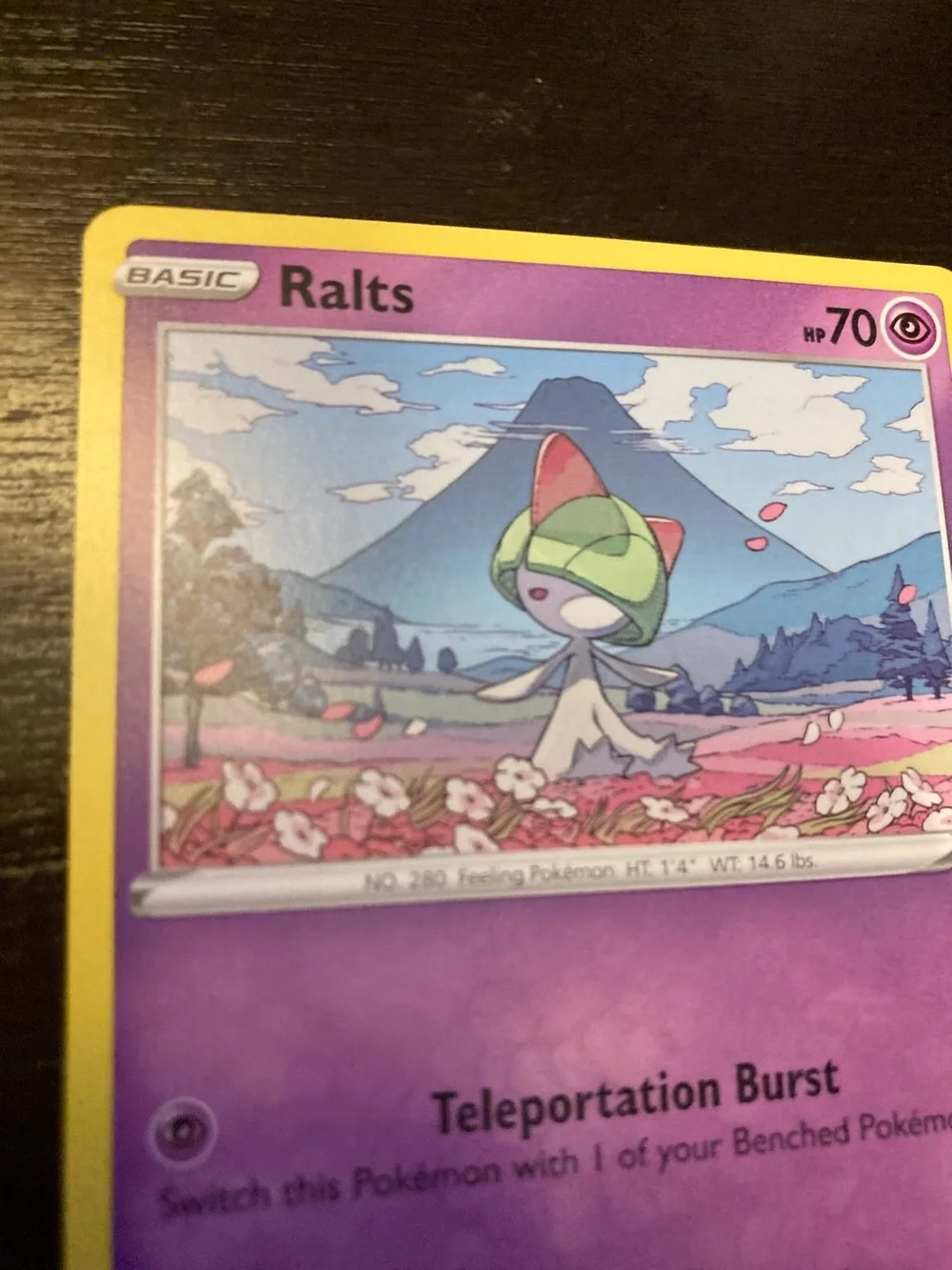 Pokemon Ralts Trading Card - Purple and Yellow Border
